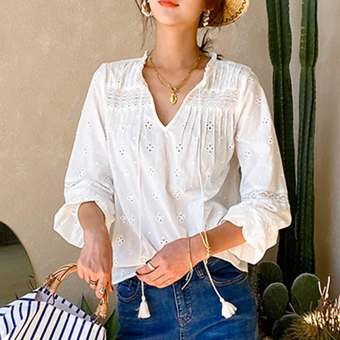 Floral Embroidery Blouse